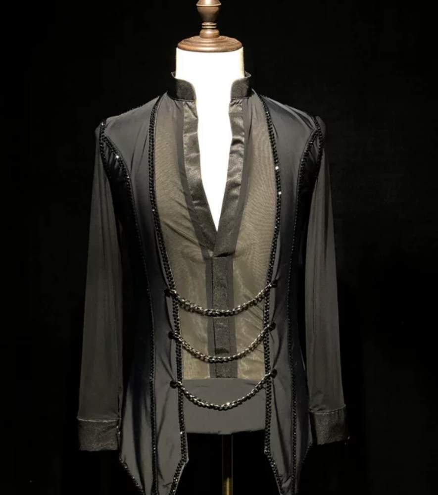 Custom Competition Latin Dance Shirts Boys Standard Competition Chain Tops