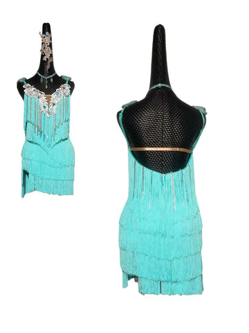 Custom Size Blue Wine Dark Green Competition Latin Dance Dresses for Women Girls
