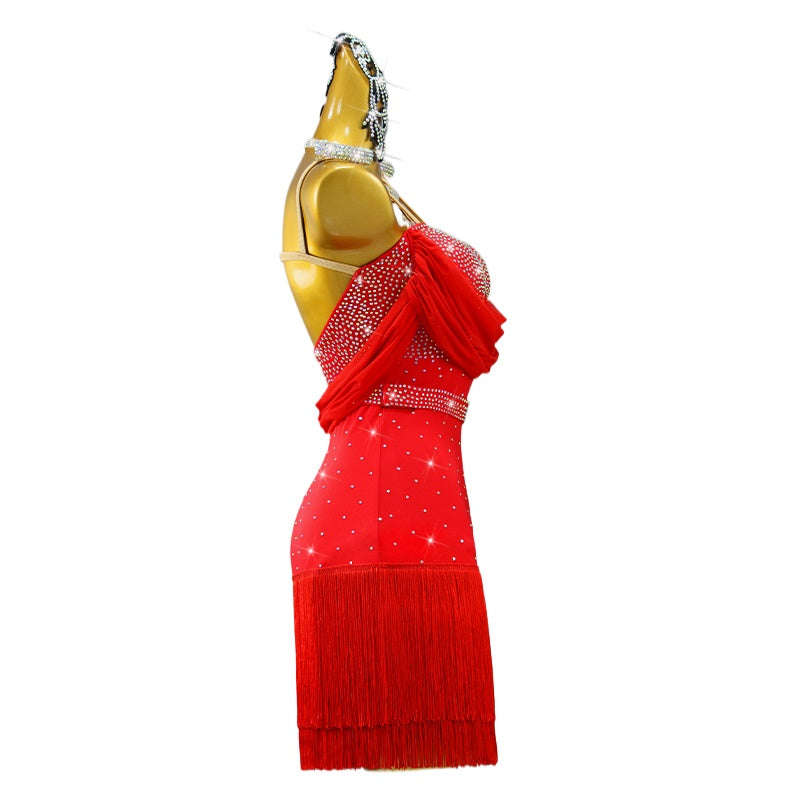 Custom Size Rhinestones Red Fringe Latin Dance Dresses for Women Girls Moderndancedress.com Custom Size Rhinestones Red Fringe Latin Dance Dresses for Women Girls Moderndancedress.com