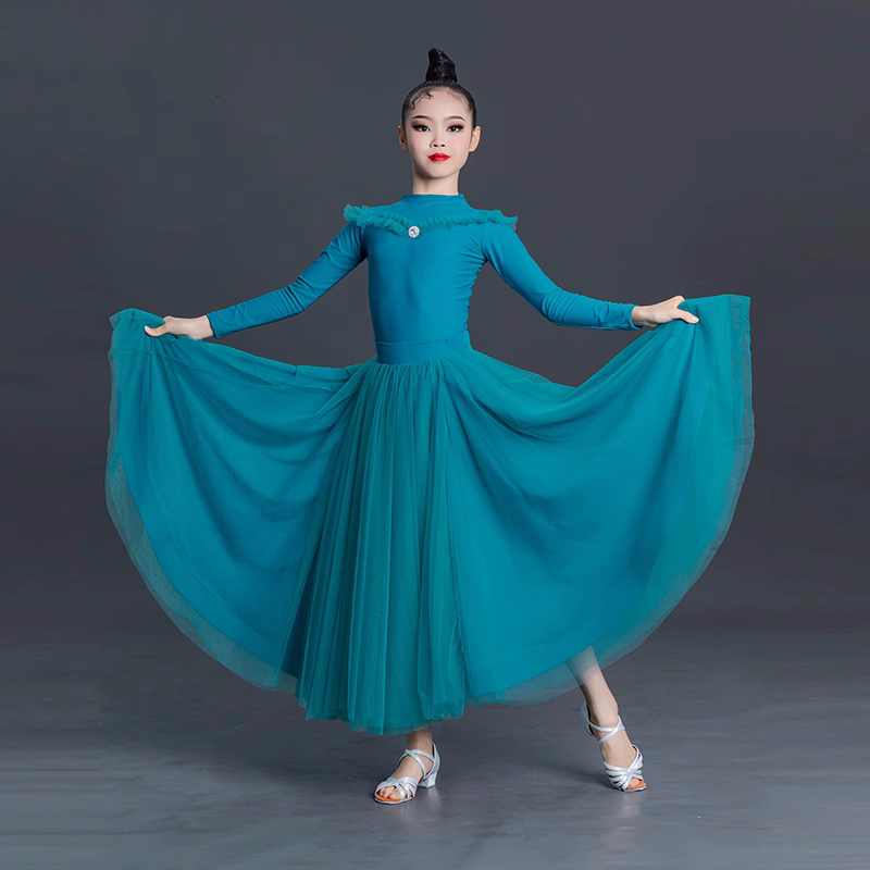 Children's Girls Blue Grey Ballroom Modern Dance Dresses for Kids Girls Long Sleeves High Neck Waltz Tango Ballroom Dance Skirts for Kids Moderndancedress.com Children's Girls Blue Grey Ballroom Modern Dance Dresses for Kids Girls Long Sleeves High Neck Waltz Tango Ballroom Dance Skirts for Kids Moderndancedress.com