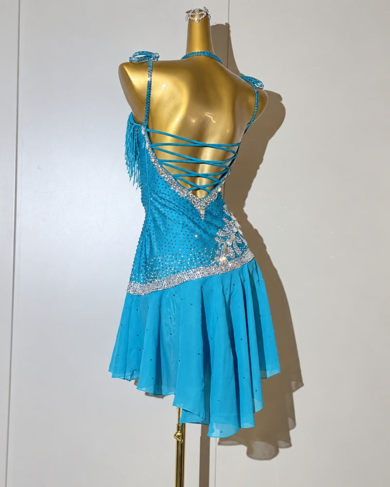 Custom Emerald Green Latin Dance Competition Dress Rhythm & Salsa Gown