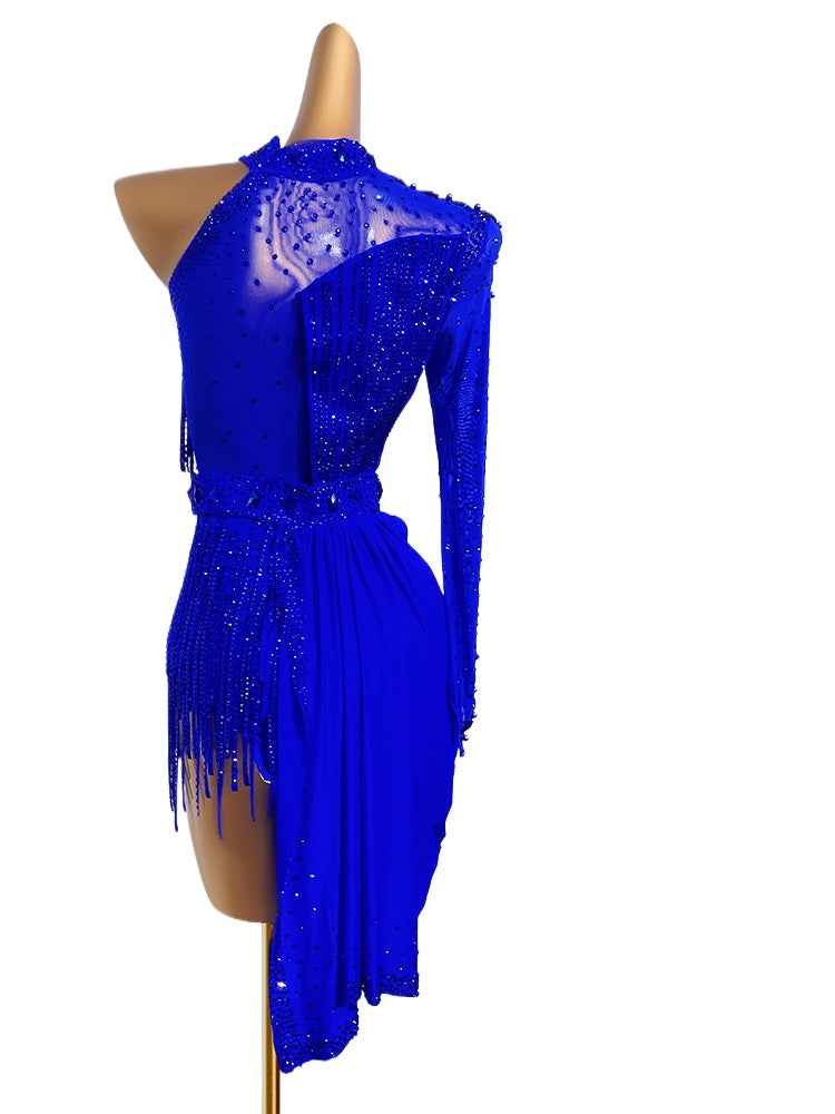 Custom Size Competition Latin Dance Dresses One Shoulder Slant Neck Salsa Rumba Chacha Latin Dance Costumes