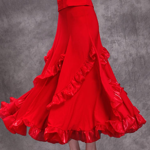 Sexy Lady Ballroom Dancing Skirt Women Red Stage Standard Professional Modern Tango Waltz Jazz Swing Long Skirts
