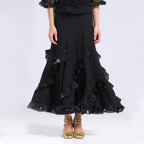 Sexy Lady Ballroom Dancing Skirt Women Red Stage Standard Professional Modern Tango Waltz Jazz Swing Long Skirts - Moderndancedress.com