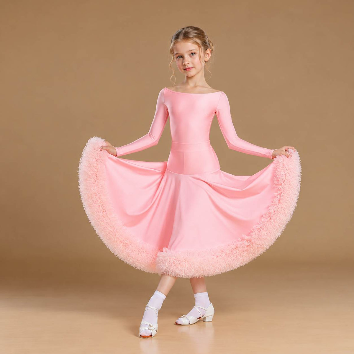 Girls Pink Ballroom Dance Dress