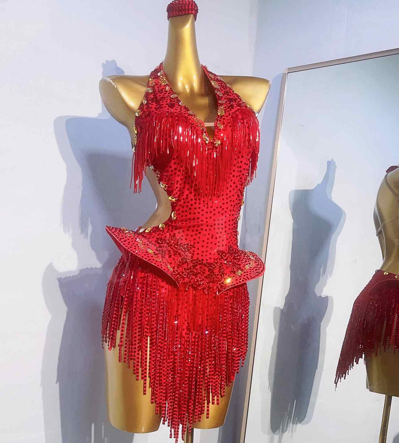 Custom Size Competition Latin Dance Dresses for Women Girls Red Salsa Rumba Chacha Latin Dance Costumes