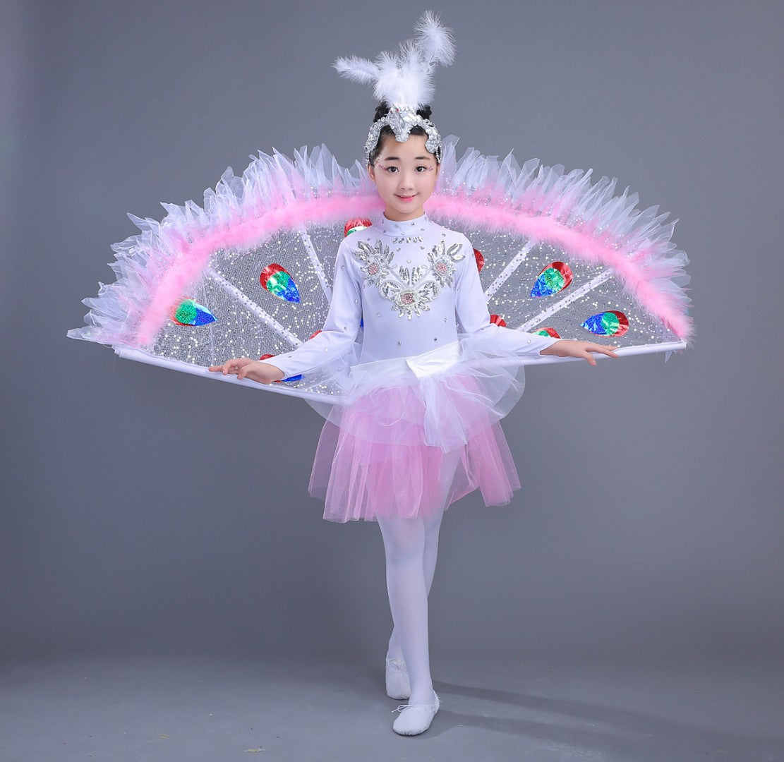 Small peacock dance clothing dance costumes chicken bird animal girl children dance clothes performance clothing BaiLing - Moderndancedress.com