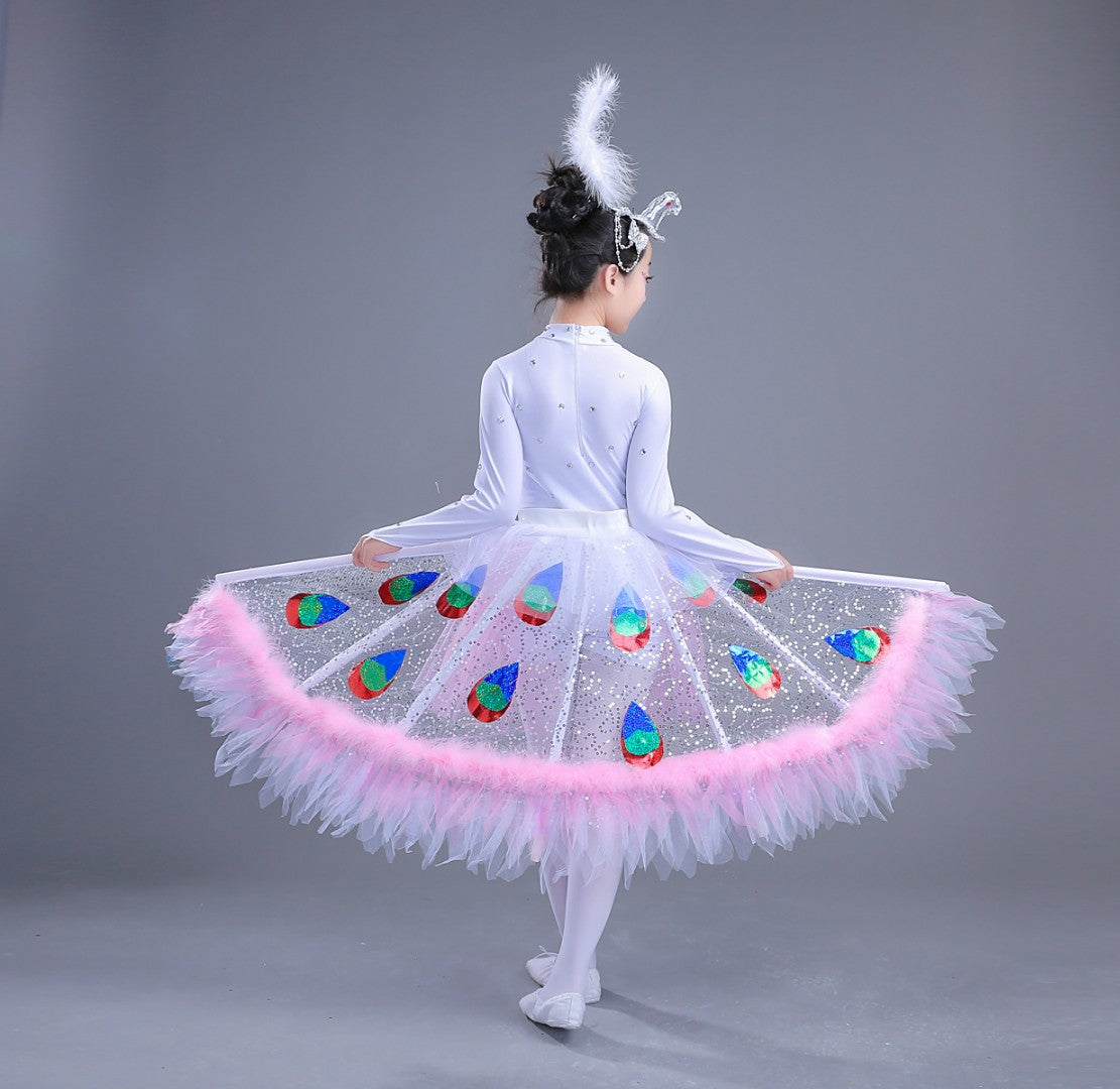 Small peacock dance clothing dance costumes chicken bird animal girl children dance clothes performance clothing BaiLing - Moderndancedress.com