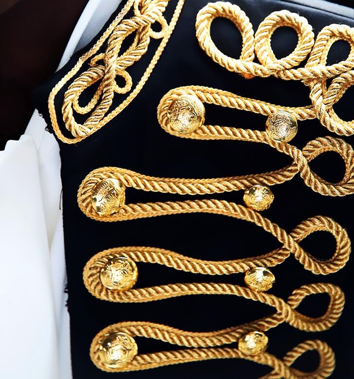 Jazz Dance Costumes  Stand collar embroidery slim coat Men Classic Court Blazer Stage Costumes - Moderndancedress.com