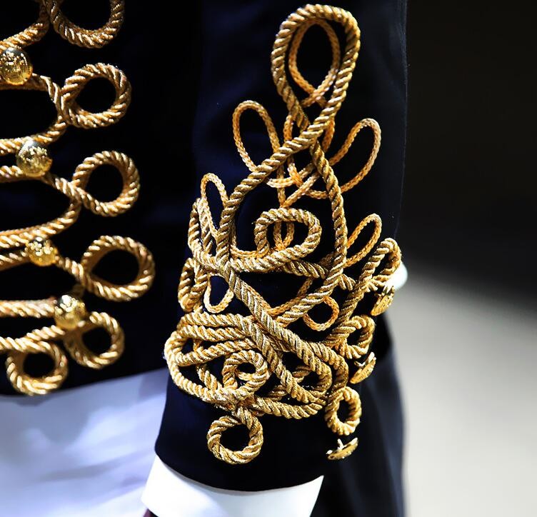 Jazz Dance Costumes  Stand collar embroidery slim coat Men Classic Court Blazer Stage Costumes - Moderndancedress.com