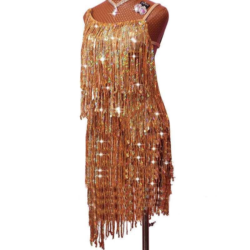Sexy Ladies Latin Dance Dress For Fashion Women Open crotch Lace Stage Standard Modern Perform Training Salsa Dress - Moderndancedress.com
