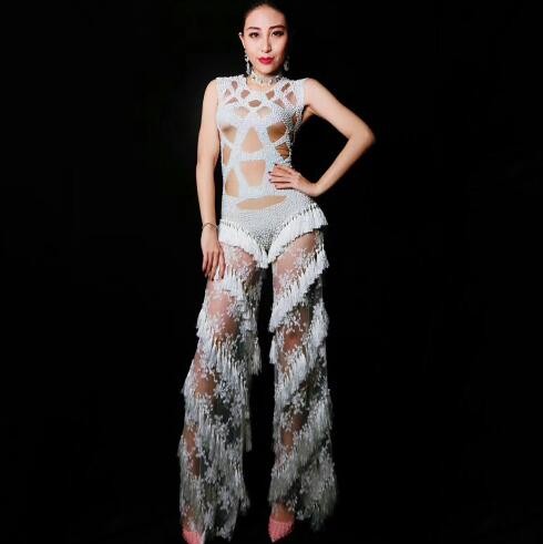 Grey Fashion Jazz Dance Costumes For Lady Sexy Women Bar Dj Dancers Stage Adult Sexy Singer Costumes Dancewear - Moderndancedress.com