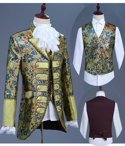 Christmas Court Men Suit European Style Prom Wedding Groomsman Formal dresses Singer Chorus Drama Outfit Studio Stage Costume