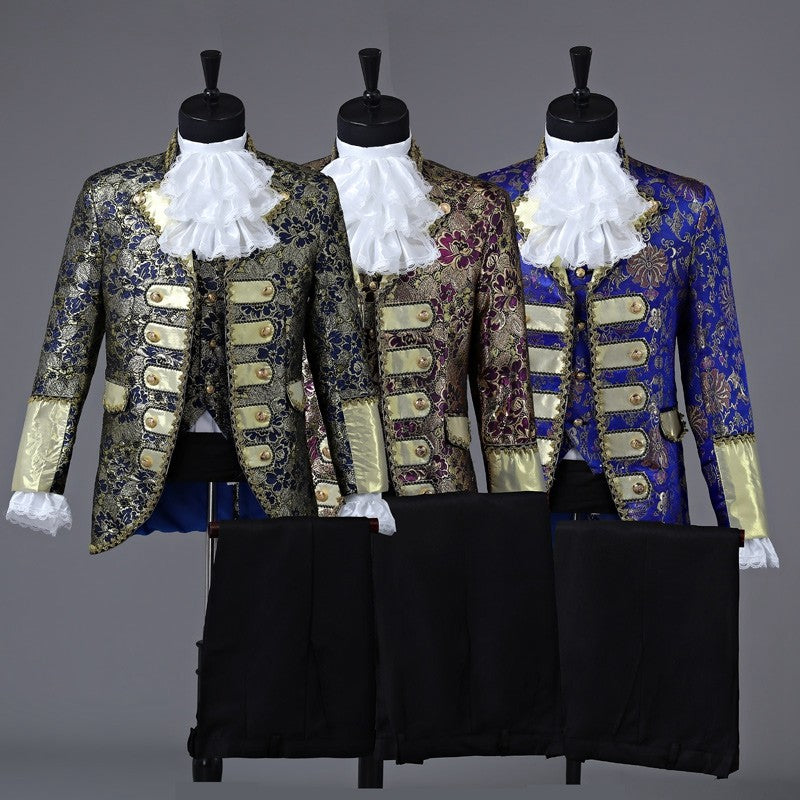 Christmas Court Men Suit European Style Prom Wedding Groomsman Formal dresses Singer Chorus Drama Outfit Studio Stage Costume - Moderndancedress.com