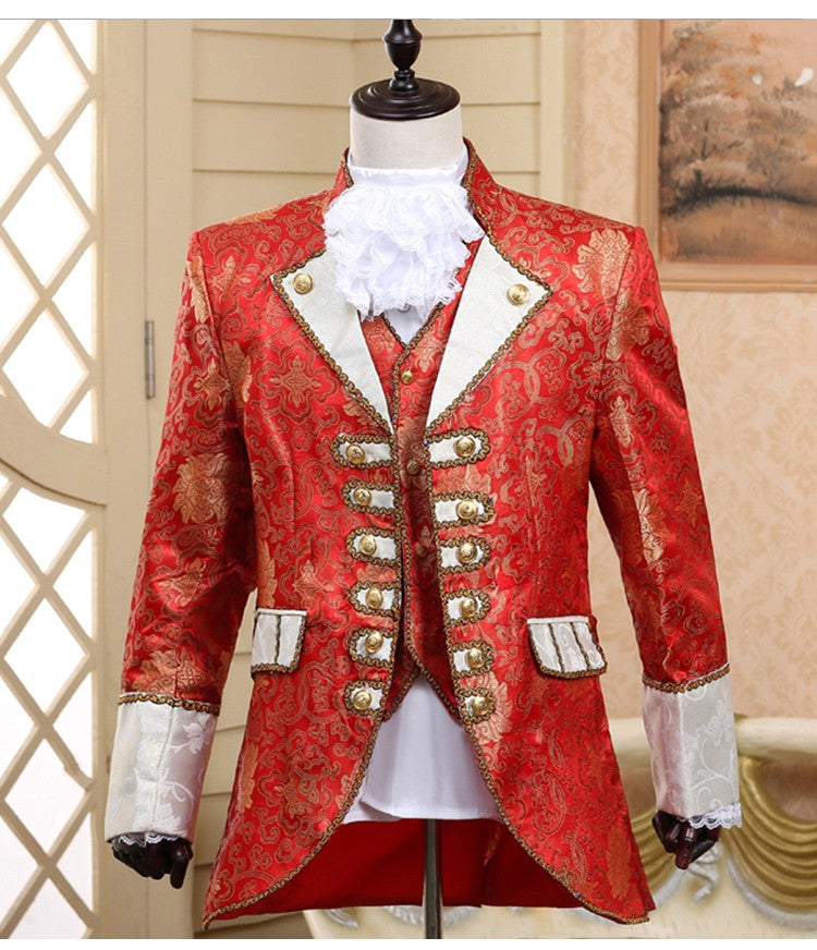 Christmas Court Men Suit European Style Prom Wedding Groomsman Formal dresses Singer Chorus Drama Outfit Studio Stage Costume