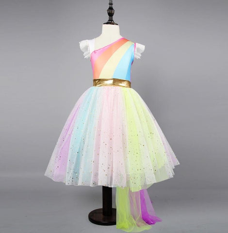Baby Kids Dresses For Girls Unicorn Party Dress Christmas Dress Rainbow Tulle Children Clothing Halloween Costume 3 4 6 8 Years