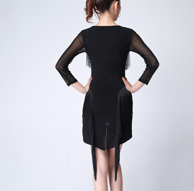 Tassels Latin dance costume female performance dress Latin dance skirt fringed dress Latin Dance Dresses - Moderndancedress.com