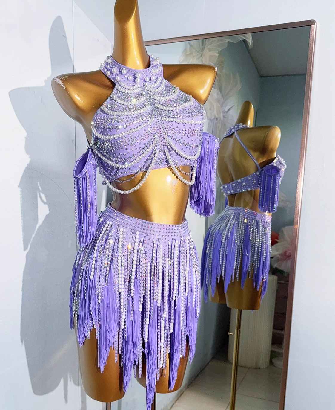 Custom Size Lalic Black Latin Dance Dresses for Women Girls Competition Latin Salsa Dance Costumes Blackpool Outfits - Moderndancedress.com