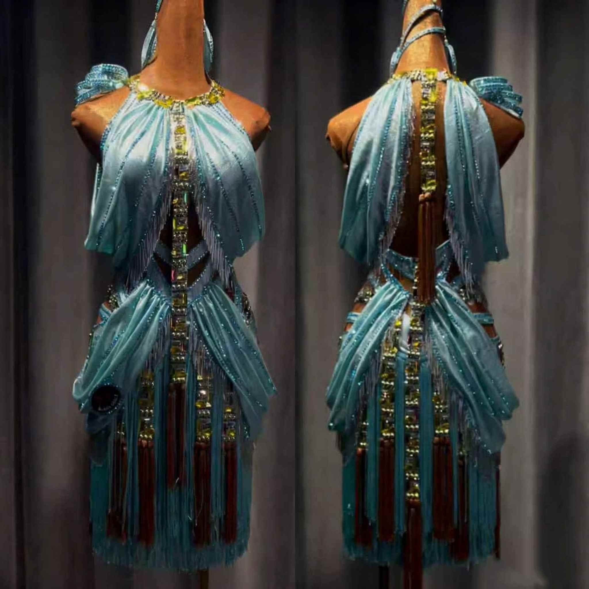 Custom Size Women's Mint Latin Dance Dress Salsa Chacha Rumba Perform Costumes