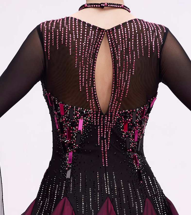 Custom Size Fuchsia Ballroom Dance Dresses for Women Waltz Tango Rhythm National Standard Dance Gown - Moderndancedress.com