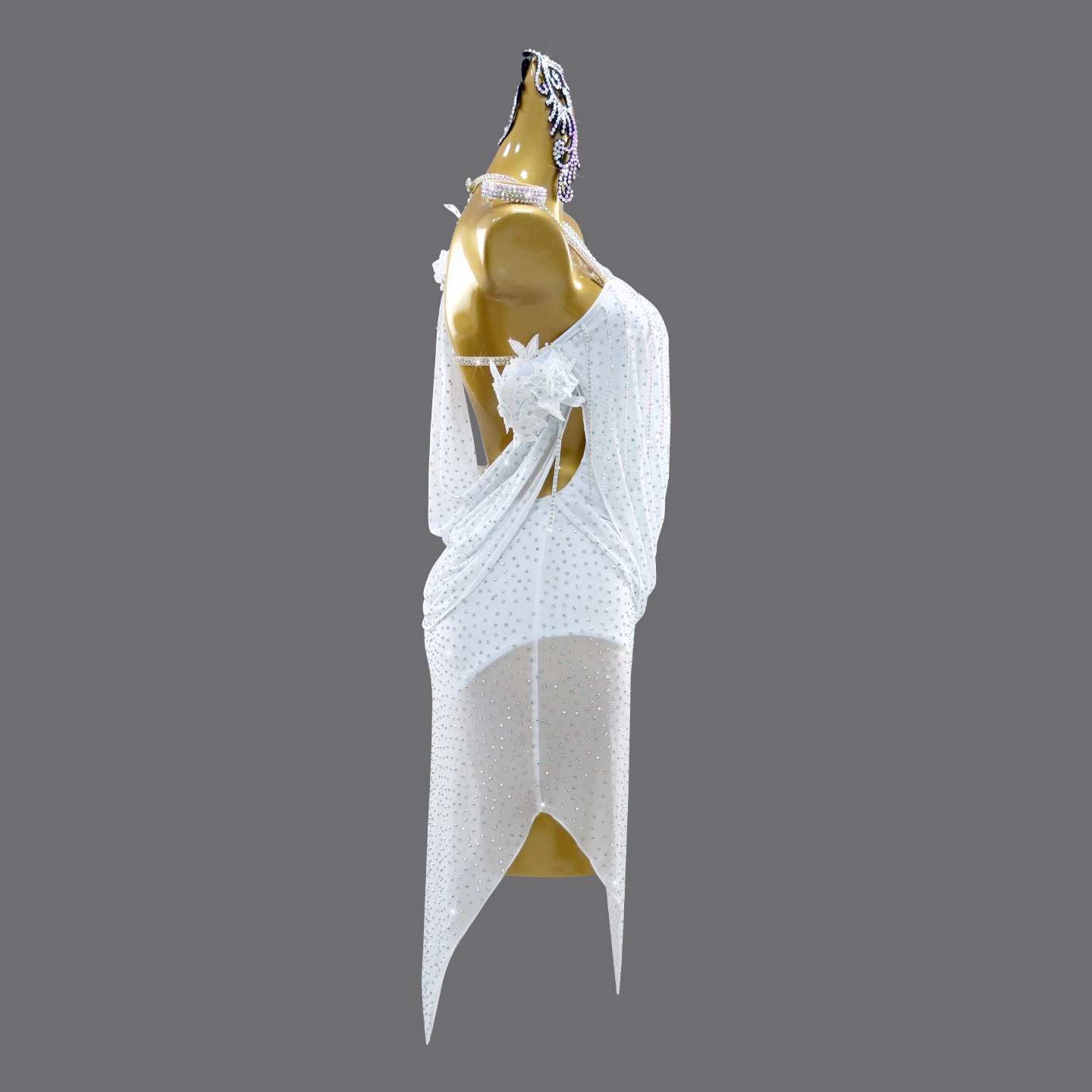 Custom Size White Latin Dance Dressfor Women Girls Solo Salsa Rumba ChachaCompetition Performance Costumes