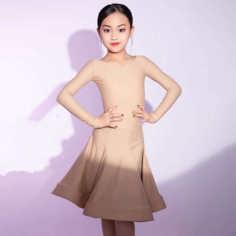 Children's Latin Dance dresses blue pink green Regulations Competition Uniforms Girls Professional Standards Grading Examination skirts - Moderndancedress.com