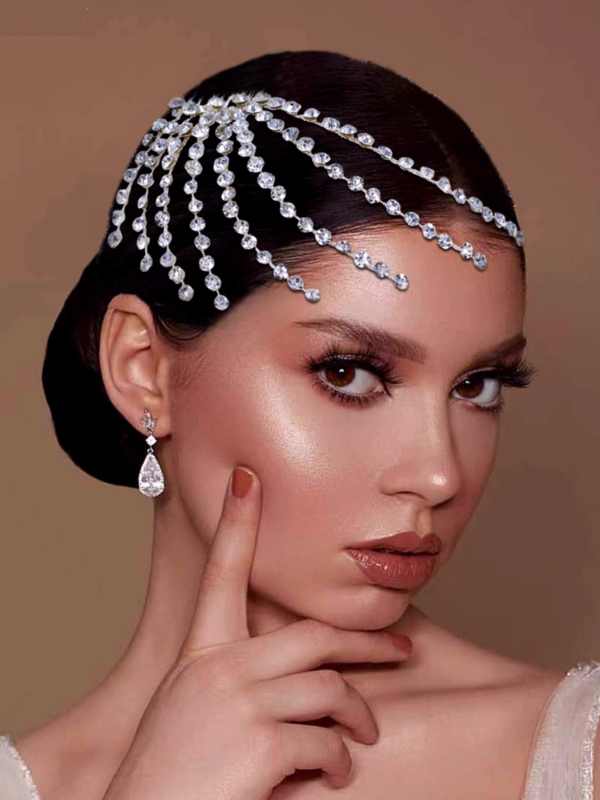 Women latin ballroom dance headdress stage performance bling hair comb Bride wedding braided hair accessories handmade - Moderndancedress.com