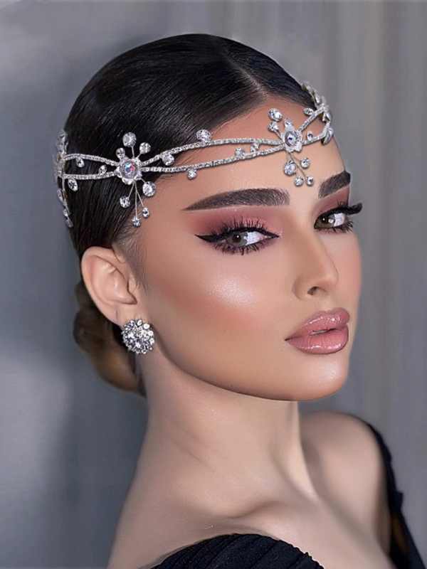 Women Bridal bling headdress dance dress up hair accessories girls stage performance style princess birthday party forehead Chain - Moderndancedress.com