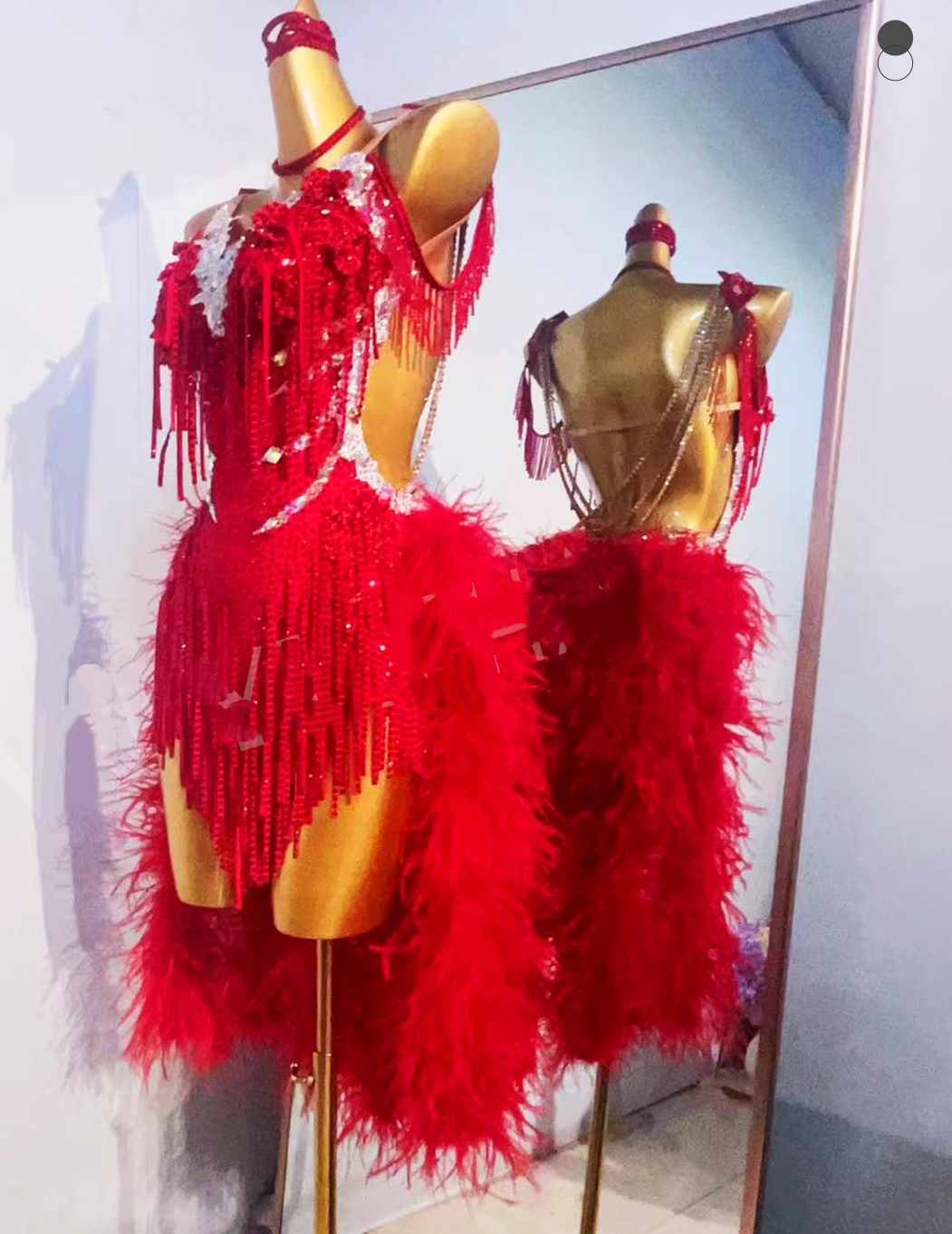 Custom Size Competition White Pink Feather Latin Dance Dresses for Women Salsa Rumba Chacha Blackpool Dance Costumes