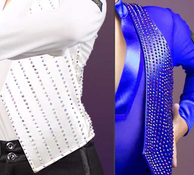 Custom Size Competition Boys Royal Blue White Rhinestones Latin Dance Shirts Kids Salsa Waltz Tango Ballroom Dancing Vest and Shirts - Moderndancedress.com