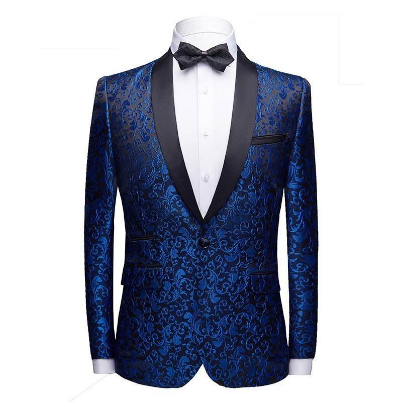 Men's Jazz Dance Costumes Blue Wine Pianist Host Singer Tuxedo Coats Wedding Party Groomsman Blazer