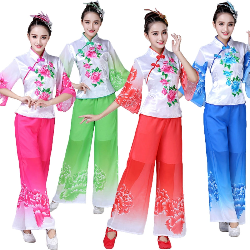 Folk Dance Costumes Yangko Suit for Women Dance Performance Drum and Drum Square Dance Costume - 