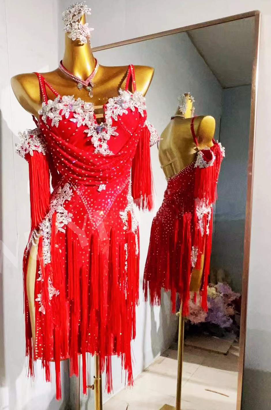 Custom Size Turquoise Flesh Latin Dance Dresses Blackpool Competititon Dance Clothes Ball Party Latin Dance Costumes