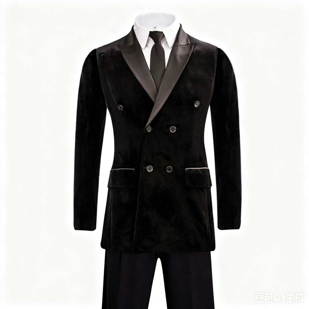 Custom Men's Black Velvet Latin Ballroom Dance Coats Double-breasted  Lapel Collar Competition Blazer