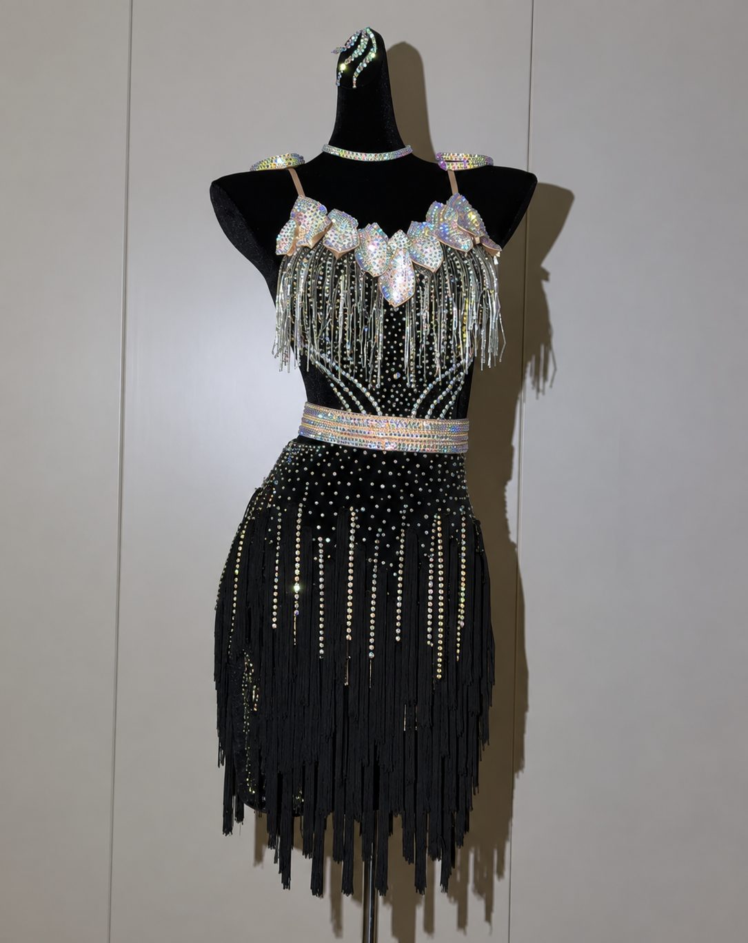 Custom Crystal Fringe Competition Latin Dance Dress