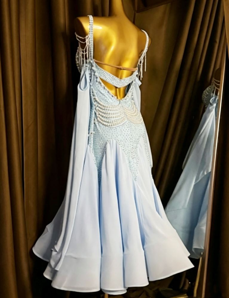 Custom Size Competition White Ballroom Dance Dress for Women Girls Waltz Tango Waltz Smooth Dance Gown