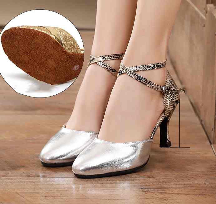 Fashion Red Black Snake Latin Modern Dance Shoes for Women Tango Waltz Ballroom Professional Soft-soled Dance Shoes - Moderndancedress.com