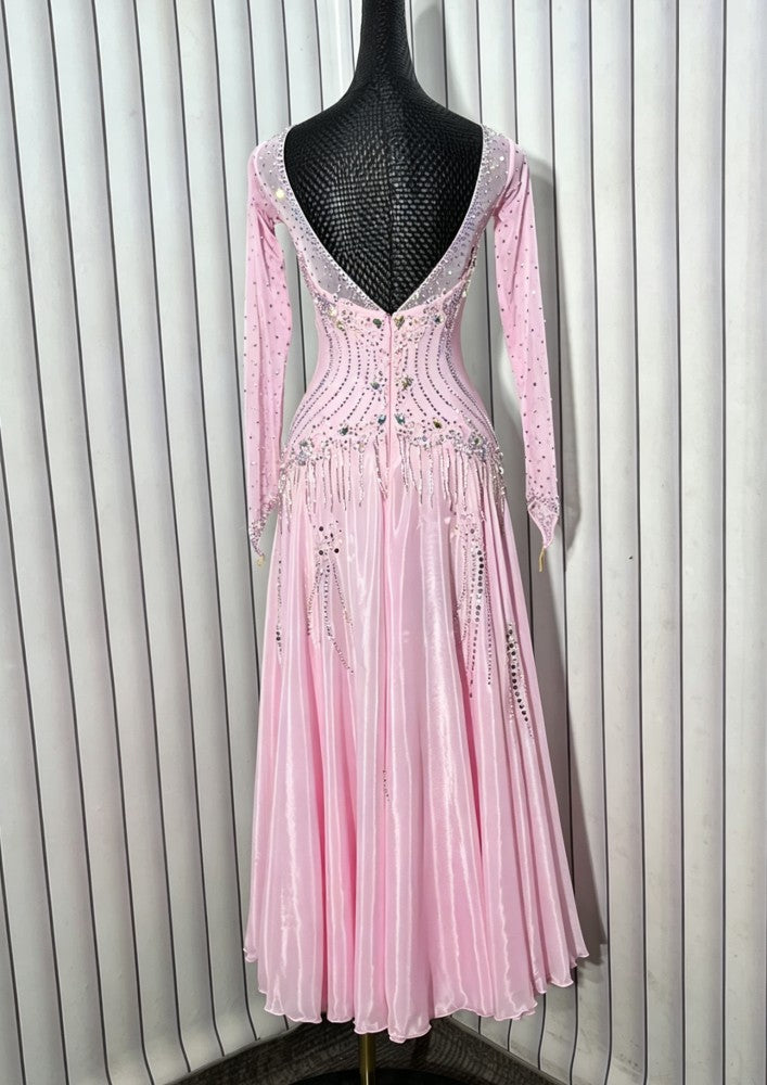 Custom Blue Rhinestone American Smooth Dance Dress Ballroom Waltz Performance Gown