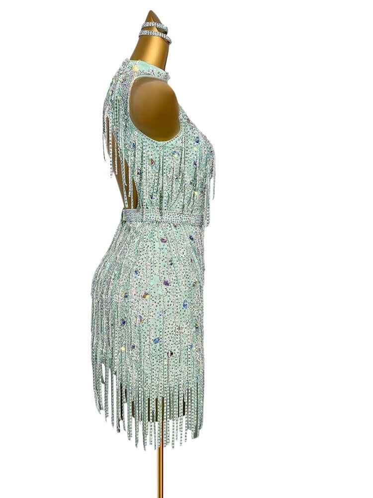 Custom Size Competition Latin Dance Dresses for Women Girls One Shoulder Salsa Rumba Chacha Dance Costumes