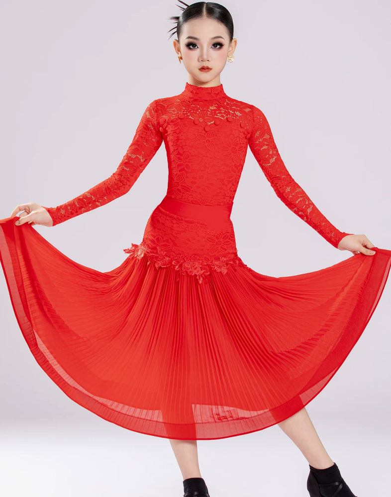 Girls Latin Ballroom Dance Dress Salsa Rumba Chacha Performance Costumes 3 Pieces in One Set