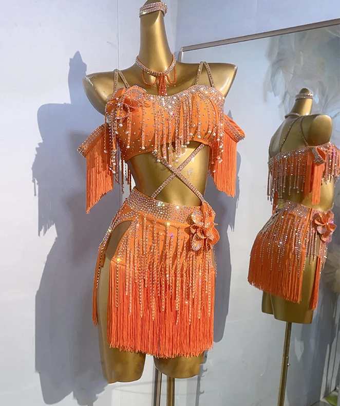 Custiom Size Competition Latin Dance Dresses for Women Girls Salsa Rumba Blackpool Bling Dance Costume