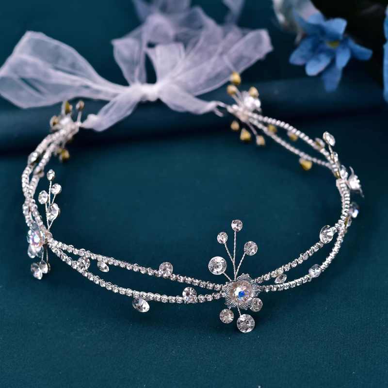 Women Bridal bling headdress dance dress up hair accessories girls stage performance style princess birthday party forehead Chain - Moderndancedress.com