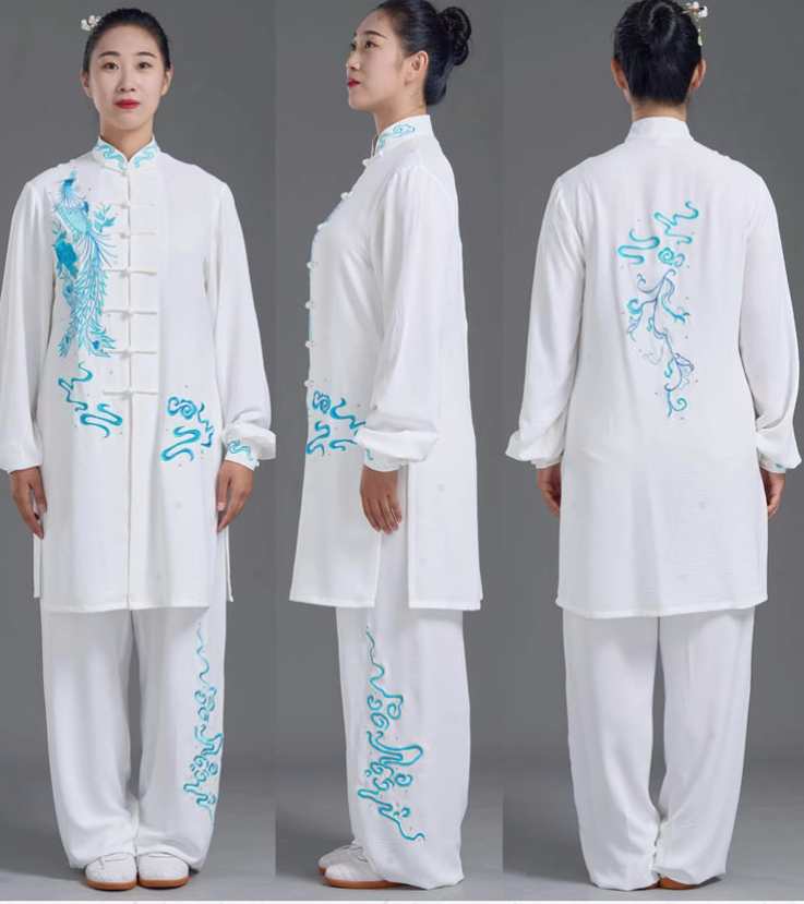Custom Size White Phoenix TaI Chi Clothing for Women Breathable Martial Art Wushu Performance Clothes Chinese Kung Fu Uniforms - Moderndancedress.com