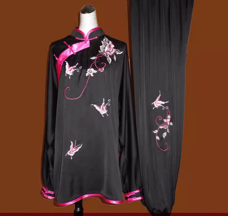 Custom size Tai Chi clothing for women wushu chinese kungfu  performance  Butterfly Play Peony martial art Team Performance uniforms - Moderndancedress.com