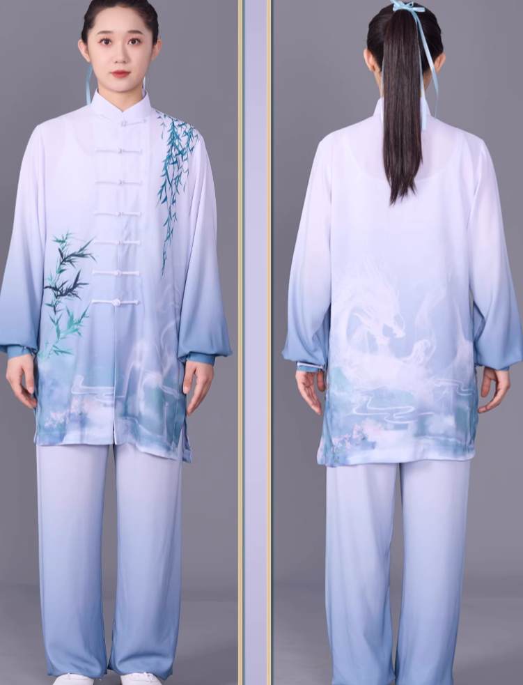 Blue Tai Chi clothing for women wushu chinese kung fu performance uniforms martial art performance clothes for female - Moderndancedress.com