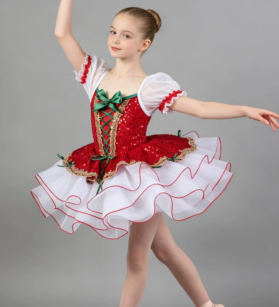 Girls Christmas Corset Ballet Tutu Dress - Nutcracker Doll Jazz Party Dance Costume
