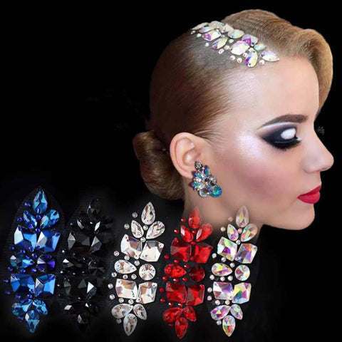 Colorful Rhinestones Ballroom Latin Headpiece for Women Girls Performance Tiara Vintage Latin Dance Diamond Headdress