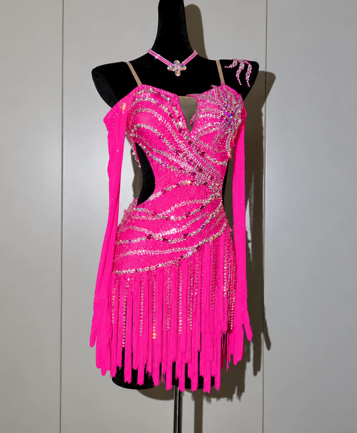 Custom Colorful Rhinestone Latin Dance Competition Dress Ballroom Salsa Dance Costume