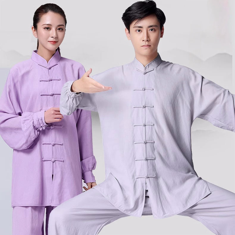 Cotton Linen Tai Chi Clothing for Women Men Chinese Kung Fu Uniforms Morning Exercises Fitness Tai Jiquan Training Clothes - Moderndancedress.com