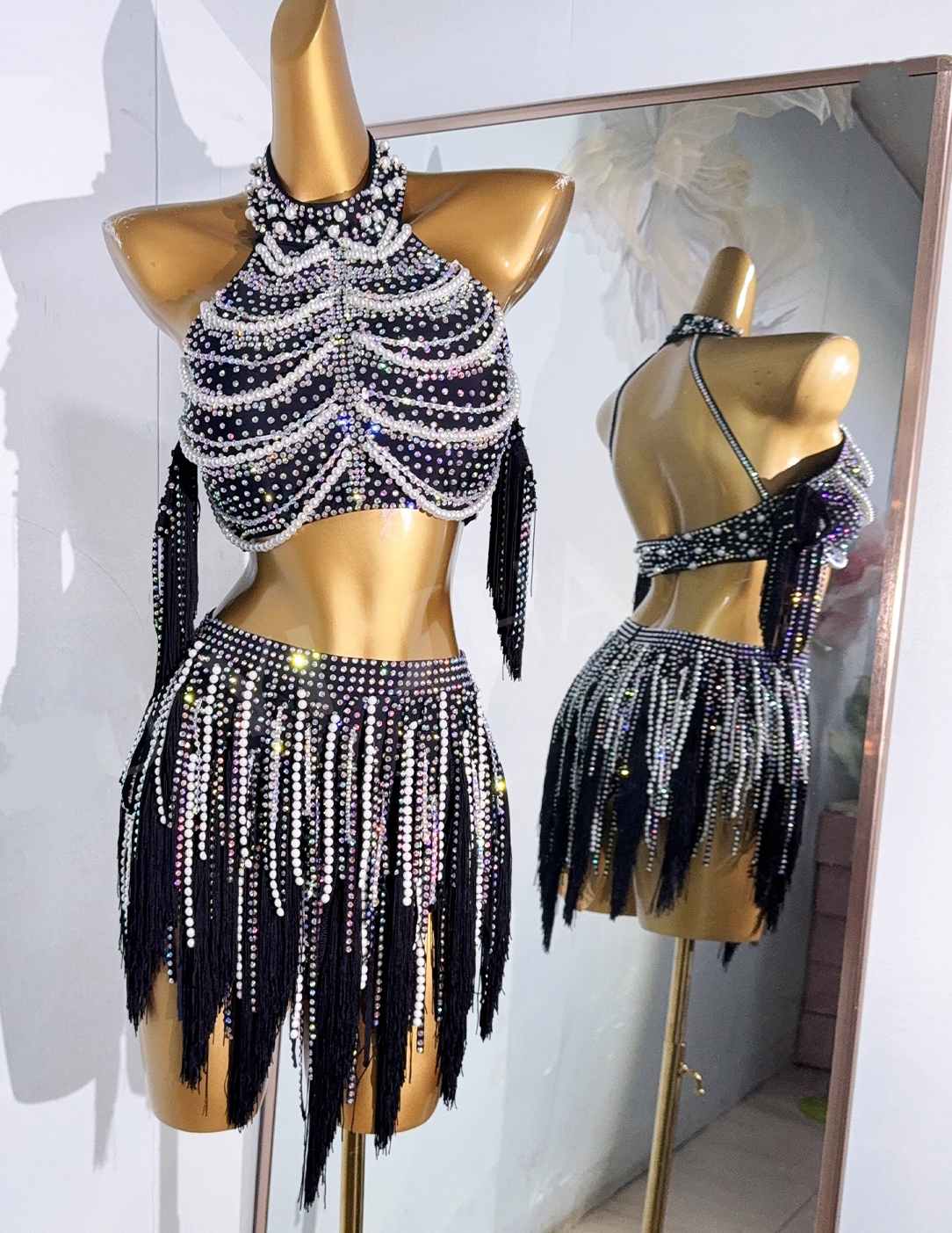 Custom Size Lalic Black Latin Dance Dresses for Women Girls Competition Latin Salsa Dance Costumes Blackpool Outfits - Moderndancedress.com